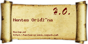 Hentes Oriána névjegykártya